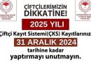 Çiftçiler için ÇKS Kayıt Uyarısı: Son Tarih 31 Aralık 2024 – Afyon Haber