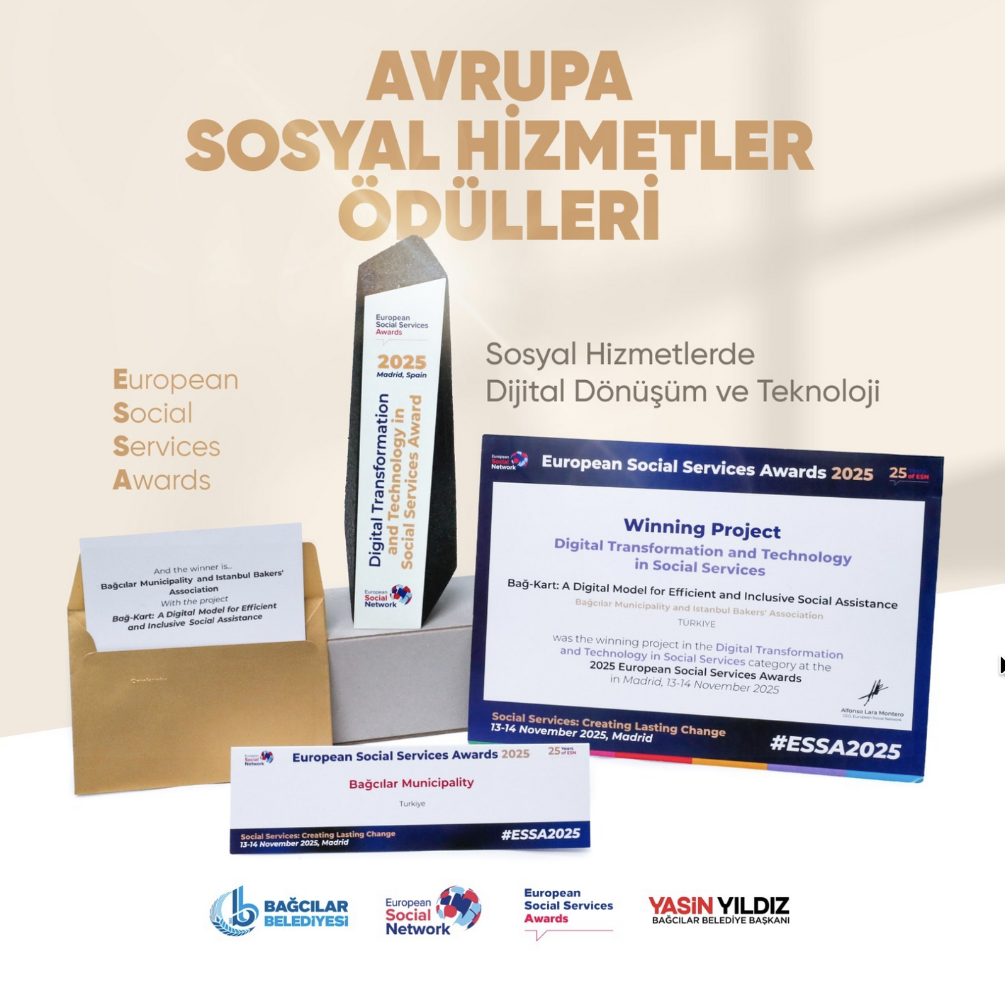 Bağcılar'a Avrupa Sosyal Hizmetler Ödülü verildi